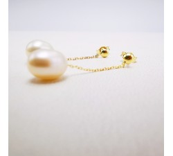 Boucles d'Oreilles Pendantes Perles Or Jaune 750 - 18 carats