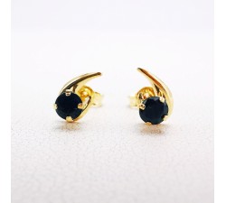Boucles d'oreilles Puces Saphir Or Jaune 750 - 18 carats