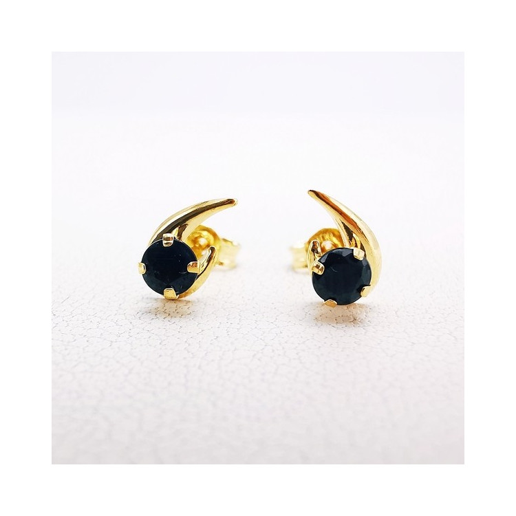 Boucles d'oreilles Puces Saphir Or Jaune 750 - 18 carats