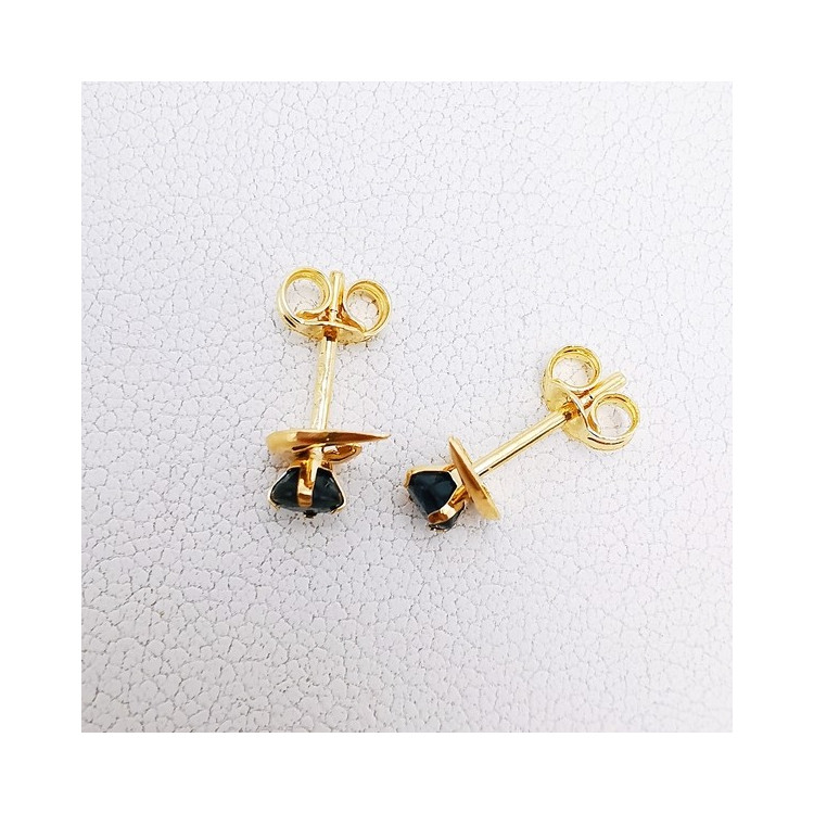 Boucles d'oreilles Puces Saphir Or Jaune 750 - 18 carats