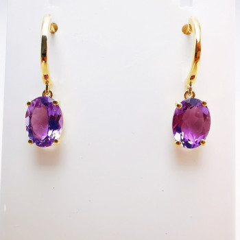 Boucles d'Oreilles pendantes Améthyste Or Jaune 750 - 18 carats