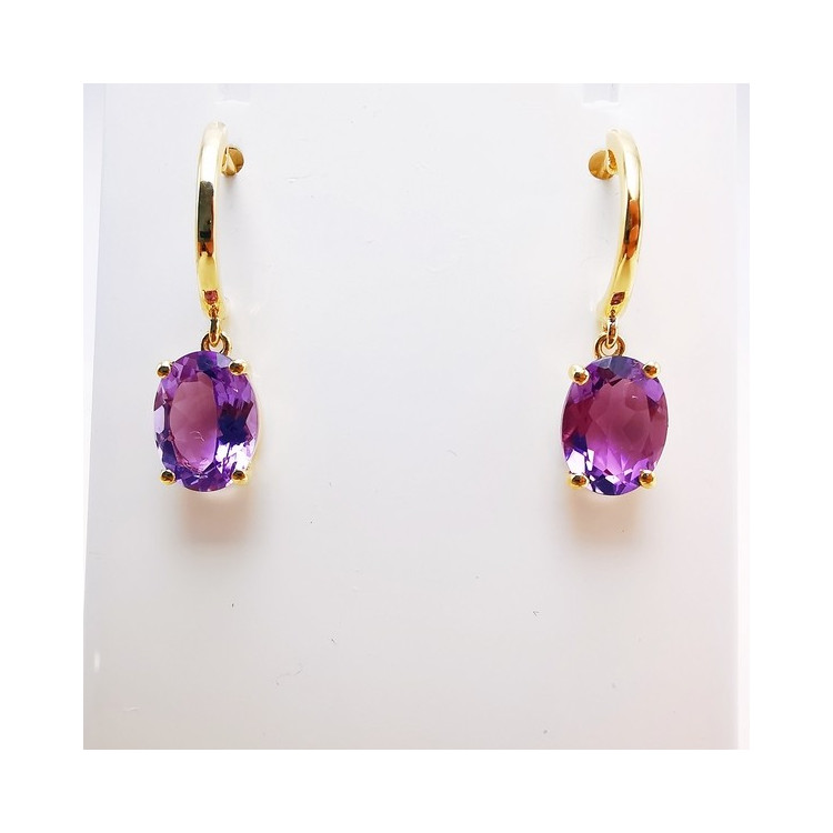 Boucles d'Oreilles pendantes Améthyste Or Jaune 750 - 18 carats