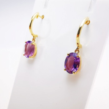 Boucles d'Oreilles pendantes Améthyste Or Jaune 750 - 18 carats