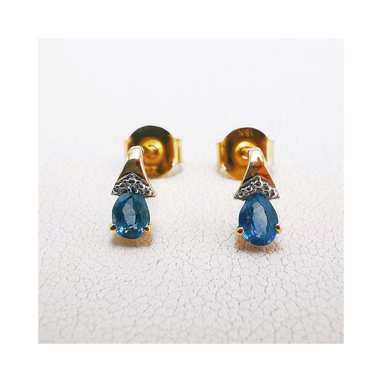 Boucles d'Oreilles Saphir Or Jaune 750 - 18 carats