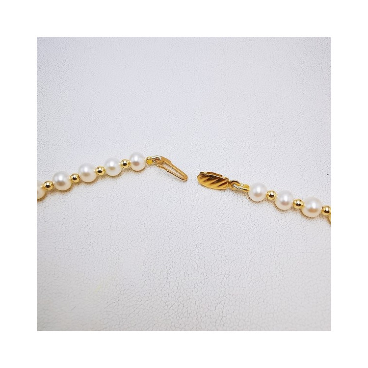 Collier de Perles de Culture d'eau douce et Perles Or Jaune 750 - 18 carats