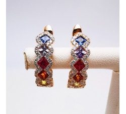 Boucles d'Oreilles Rainbow Divin Saphirs Diamants Ligne Vendôme Or Rose 750 - 18 carats