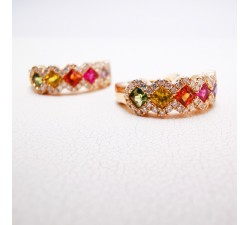 Boucles d'Oreilles Rainbow Divin Saphirs Diamants Ligne Vendôme Or Rose 750 - 18 carats