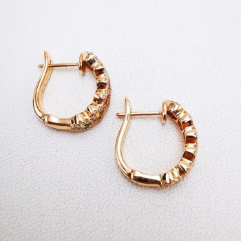 Boucles d'Oreilles Rainbow Divin Saphirs Diamants Ligne Vendôme Or Rose 750 - 18 carats
