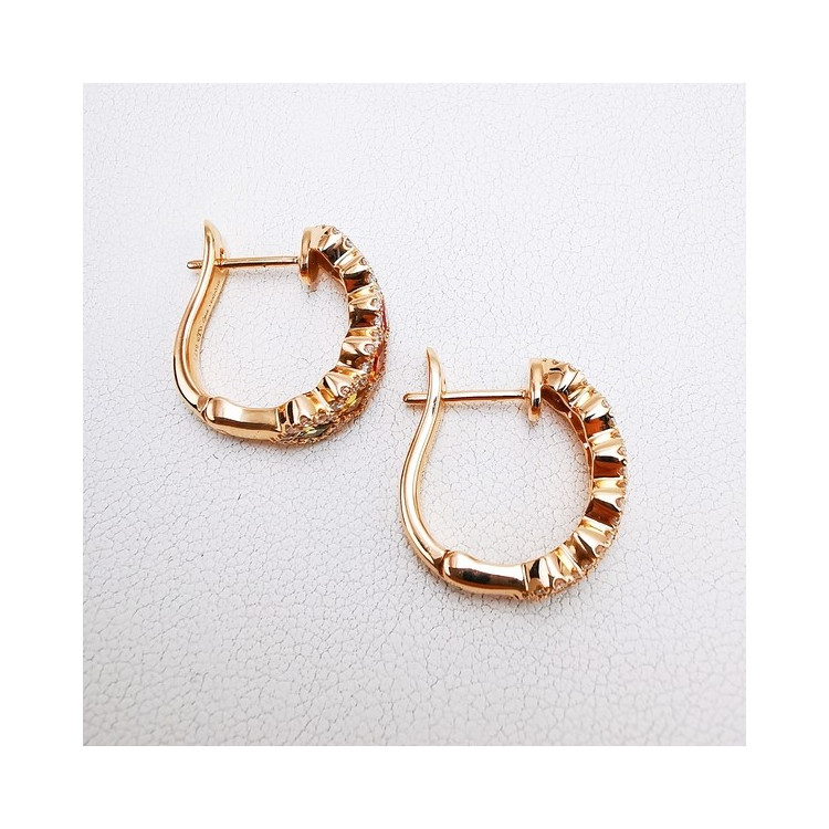 Boucles d'Oreilles Rainbow Divin Saphirs Diamants Ligne Vendôme Or Rose 750 - 18 carats