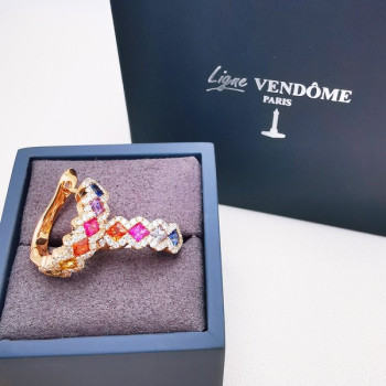 Boucles d'Oreilles Rainbow Divin Saphirs Diamants Ligne Vendôme Or Rose 750 - 18 carats