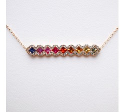 Collier Rainbow Divin Saphirs Diamants Ligne Vendôme Or Rose 750 - 18 carats