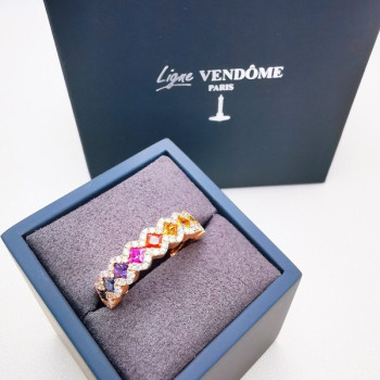 Bague Rainbow Divin Saphirs Diamants Ligne Vendôme Or rose 750 - 18 carats