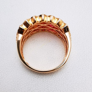 Bague Rainbow Divin XL Saphirs Diamants Ligne Vendôme Or rose 750 - 18 carats