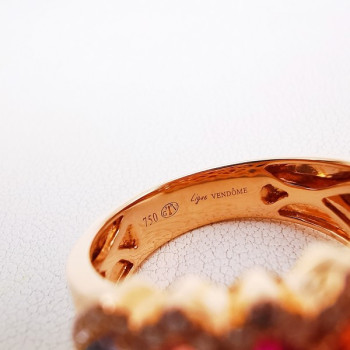 Bague Rainbow Divin XL Saphirs Diamants Ligne Vendôme Or rose 750 - 18 carats