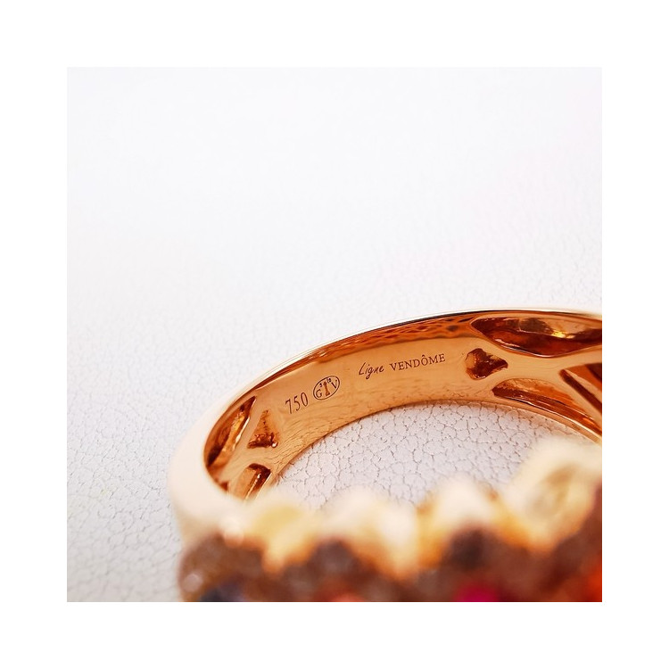 Bague Rainbow Divin XL Saphirs Diamants Ligne Vendôme Or rose 750 - 18 carats