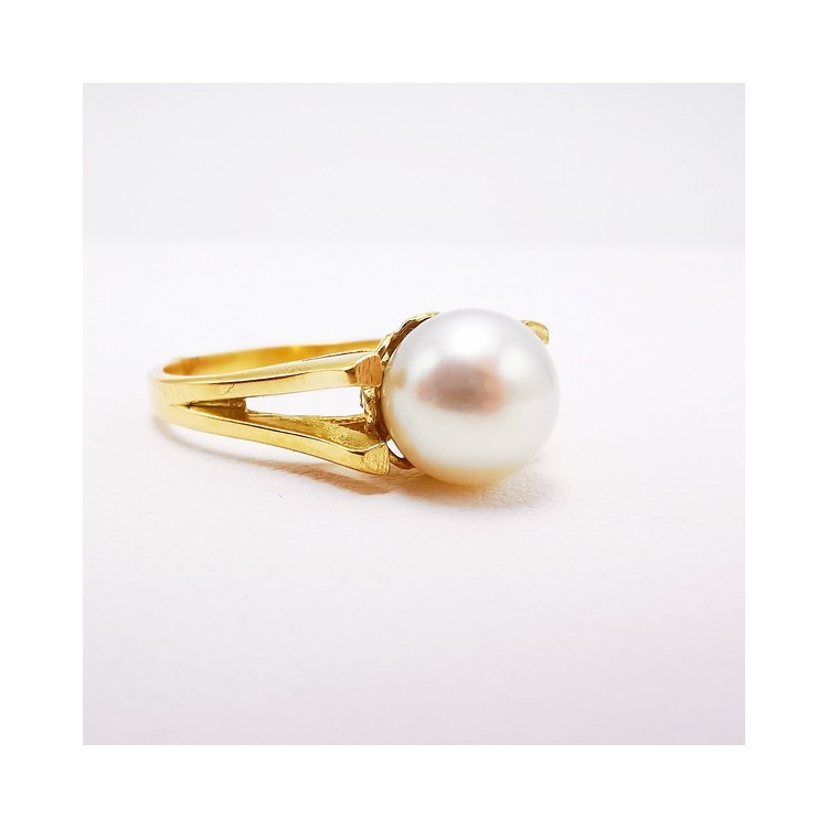 Bague Perle Akoya 7 mm Or Jaune 750 - 18 carats