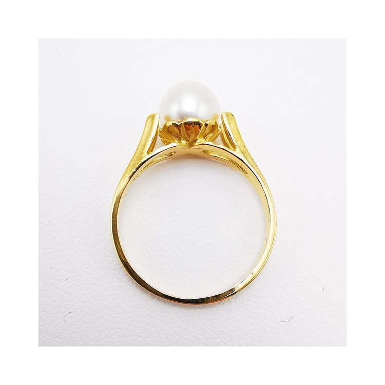 Bague Perle Akoya 7 mm Or Jaune 750 - 18 carats