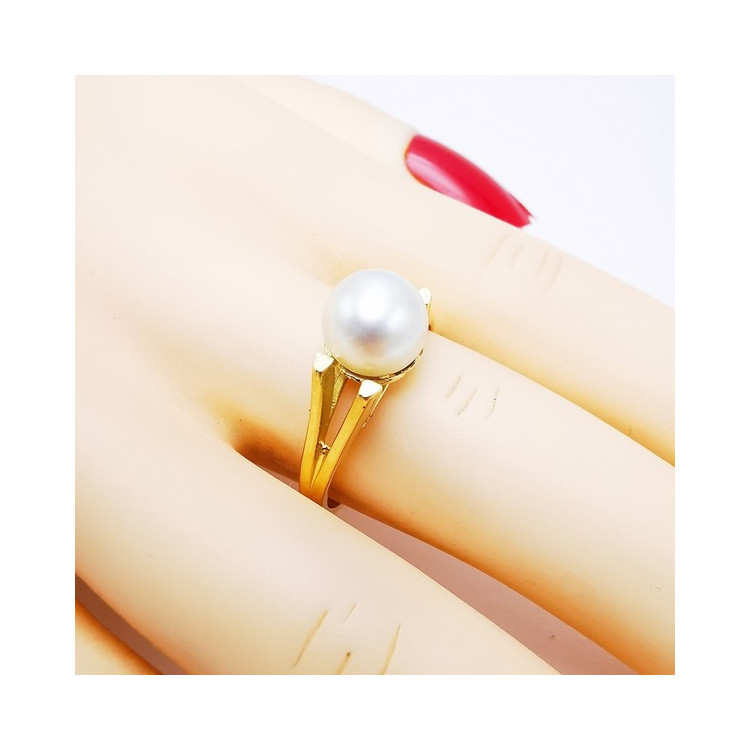 Bague Perle Akoya 7 mm Or Jaune 750 - 18 carats