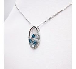 Collier "Blue Ice" Topazes Diamants Or Blanc 750 - 18 carats