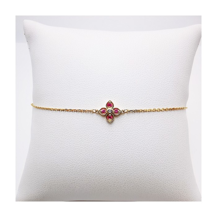 Bracelet Rubis Diamant Or Jaune 750 - 18 carats
