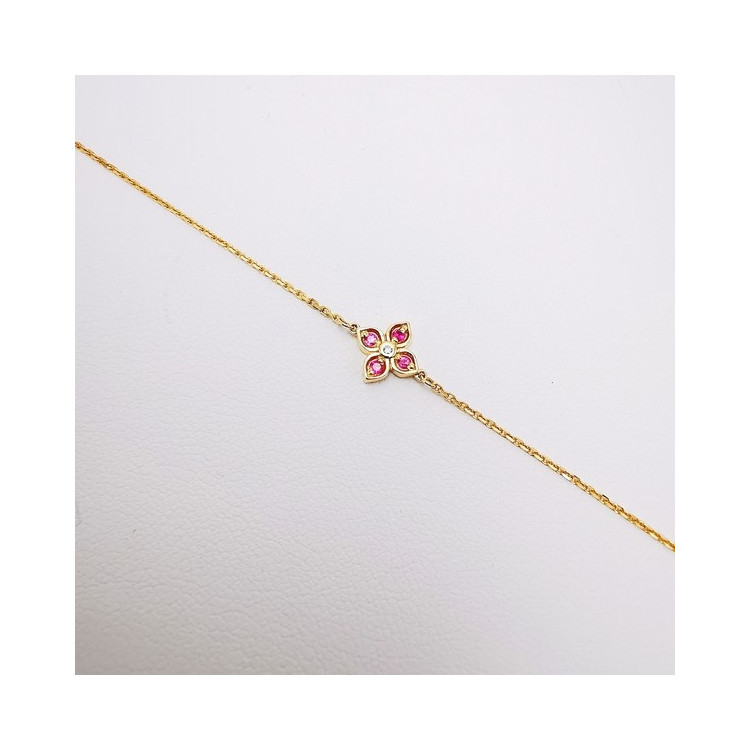 Bracelet Rubis Diamant Or Jaune 750 - 18 carats