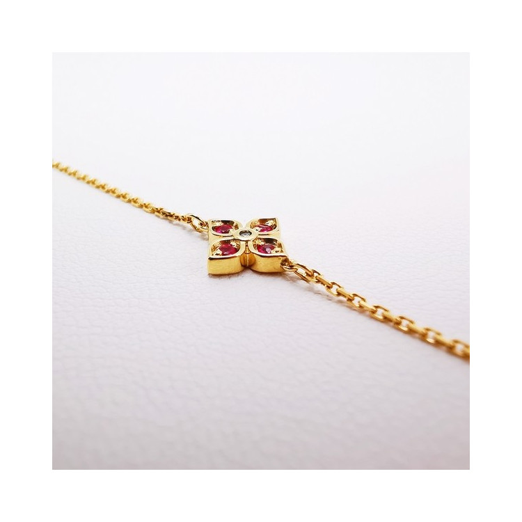 Bracelet Rubis Diamant Or Jaune 750 - 18 carats