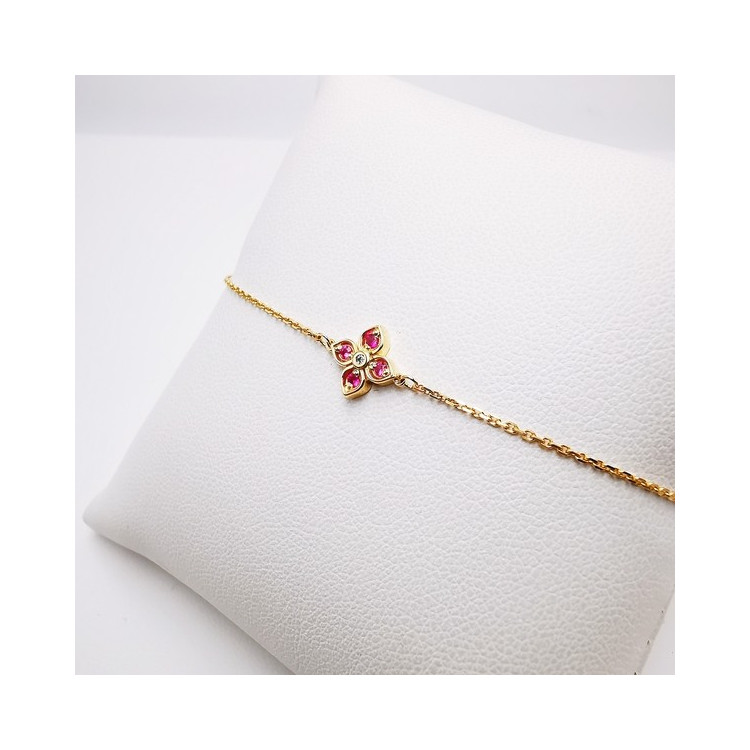 Bracelet Rubis Diamant Or Jaune 750 - 18 carats