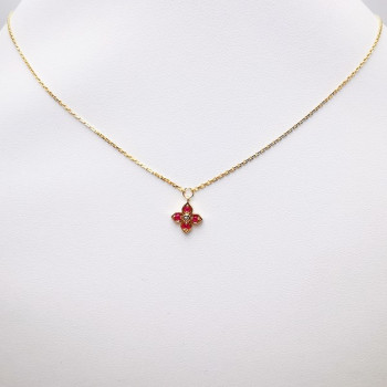 Collier Rubis Diamant Or Jaune 750 - 18 carats