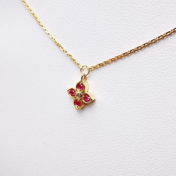 Collier Rubis Diamant Or Jaune 750 - 18 carats