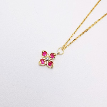 Collier Rubis Diamant Or Jaune 750 - 18 carats