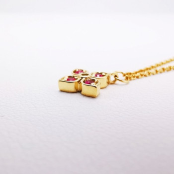 Collier Rubis Diamant Or Jaune 750 - 18 carats