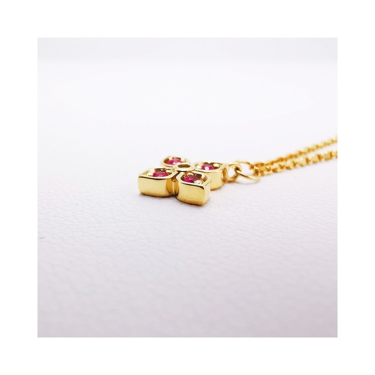 Collier Rubis Diamant Or Jaune 750 - 18 carats