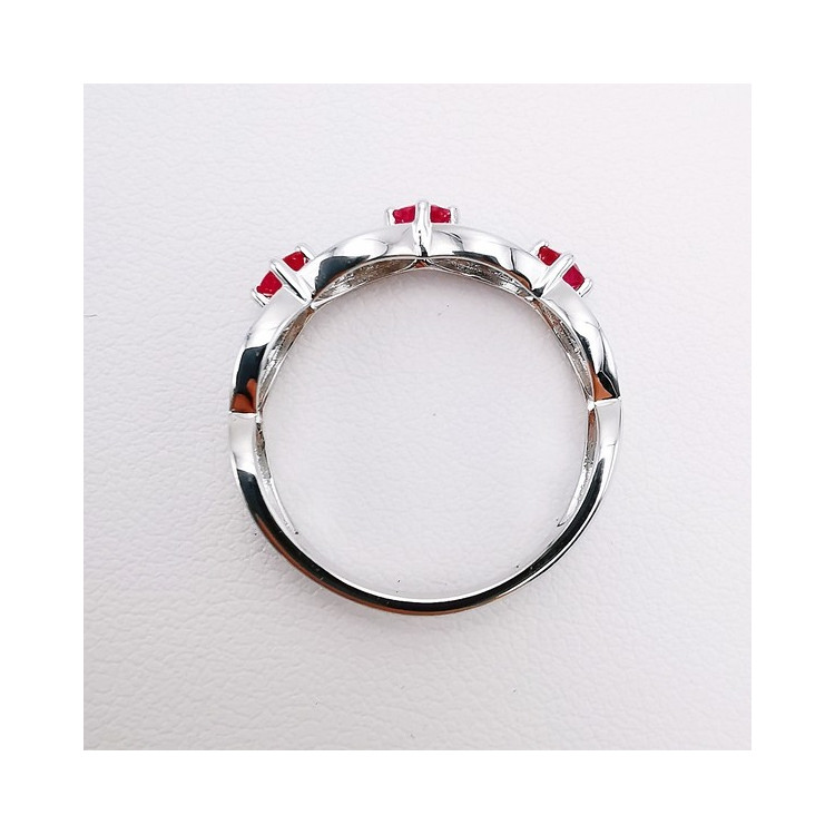 Bague Rubis Diamants Or Blanc 750 - 18 carats