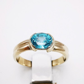 Bague "Cocon Précieux" Zircon Bleu Or Blanc 750 - 18 carats