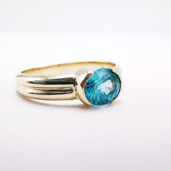 Bague "Cocon Précieux" Zircon Bleu Or Blanc 750 - 18 carats