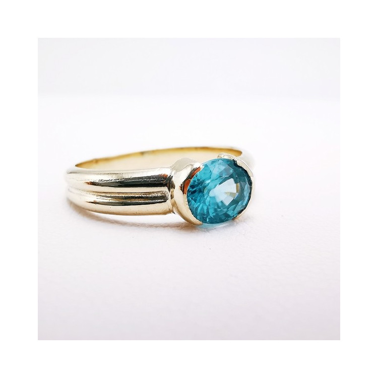 Bague "Cocon Précieux" Zircon Bleu Or Blanc 750 - 18 carats