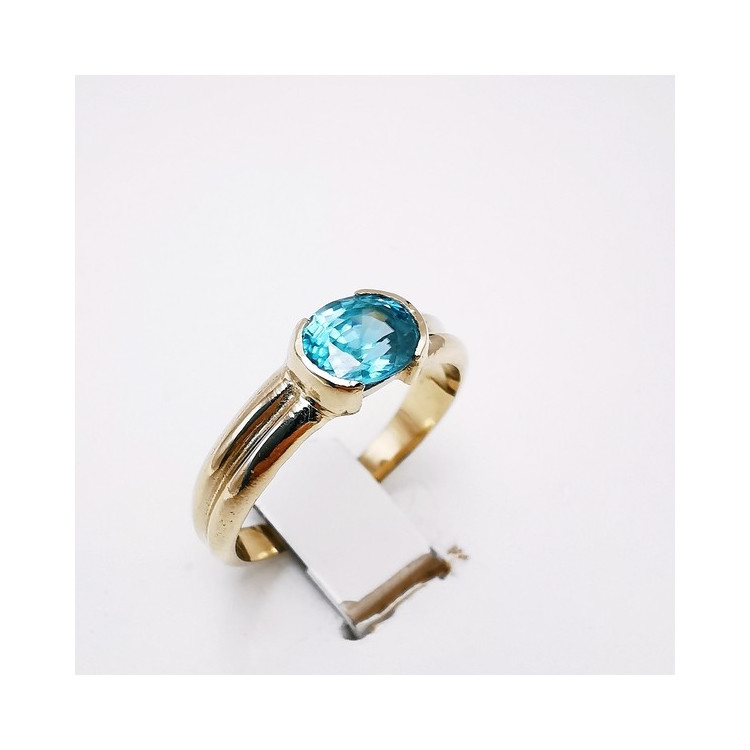 Bague "Cocon Précieux" Zircon Bleu Or Blanc 750 - 18 carats
