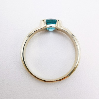 Bague "Cocon Précieux" Zircon Bleu Or Blanc 750 - 18 carats