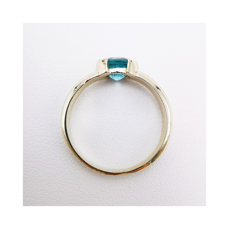 Bague "Cocon Précieux" Zircon Bleu Or Blanc 750 - 18 carats