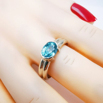 Bague "Cocon Précieux" Zircon Bleu Or Blanc 750 - 18 carats