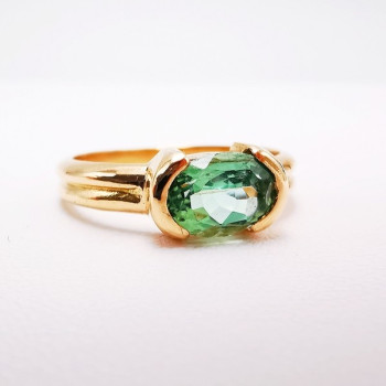 Bague "Cocon Précieux" Tourmaline verte Or Rose 750 - 18 carats
