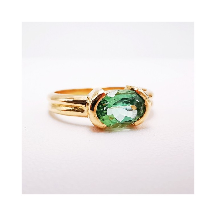 Bague "Cocon Précieux" Tourmaline verte Or Rose 750 - 18 carats