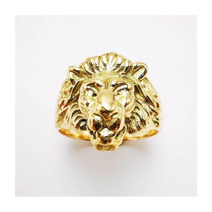 Bague Chevalière Tête de Lion Or Jaune 750 - 18 carats