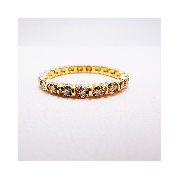 Alliance tour complet Moissanites Or Jaune 750 - 18 carats (Bijou d'occasion)