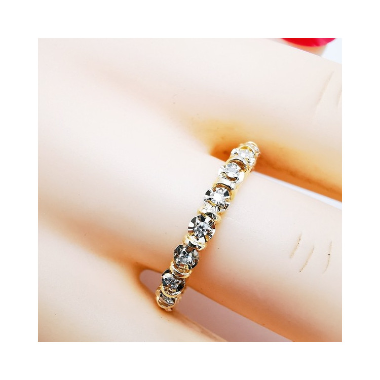 Alliance tour complet Moissanites Or Jaune 750 - 18 carats (Bijou d'occasion)