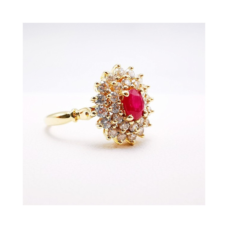 Bague Rubis Oxydes de Zirconium Or Jaune 750 - 18 carats (Bijou Occasion)
