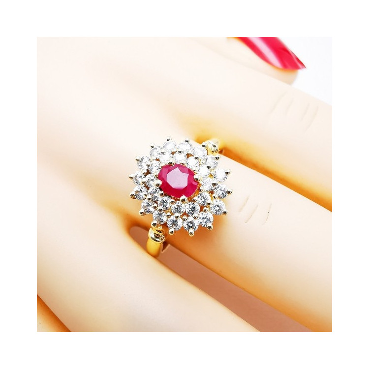 Bague Rubis Oxydes de Zirconium Or Jaune 750 - 18 carats (Bijou Occasion)