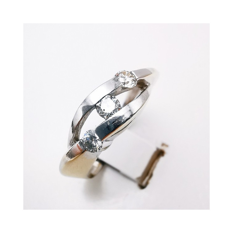 Bague Trilogie Diamants Or Blanc 750 - 18 carats (Bijou d'occasion)