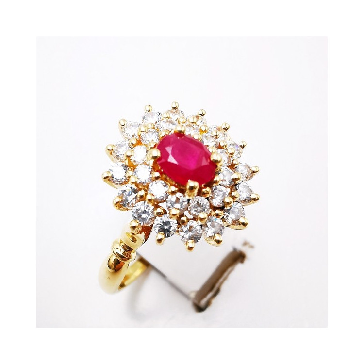 Bague Rubis Oxydes de Zirconium Or Jaune 750 - 18 carats (Bijou Occasion)