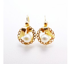 Boucles d'oreilles Brisures Perles Or Jaune 750 - 18 carats (Bijou d'occasion)